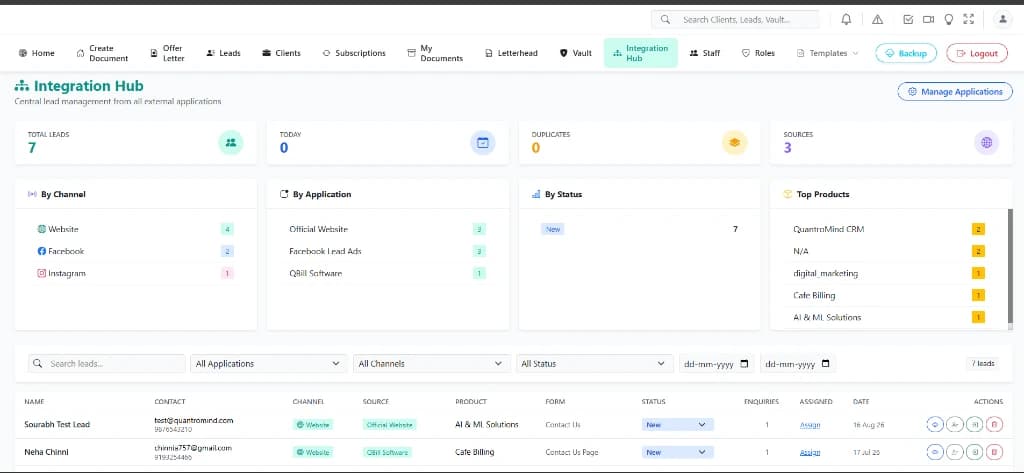Custom Business CRM & Lead Management Portal